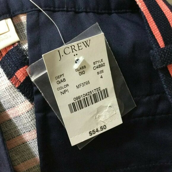 J. Crew Dolphin Hem Striped Shorts Womens Navy Pink Size 4 NWT - Picture 5 of 8